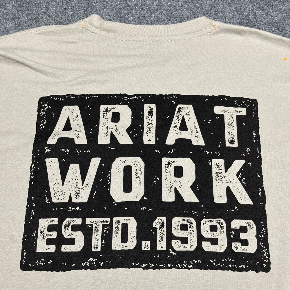 Ariat Shirt Mens Large Tan Beige Rebar Work Pocket NWOT